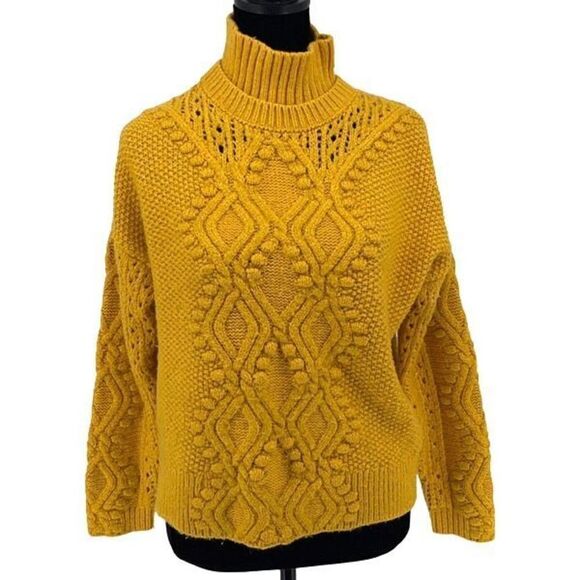 RD Style Womens Pullover Sweater Acrylic Blend Turtleneck‎ Knit Yellow Size XS - Picture 1 of 11
